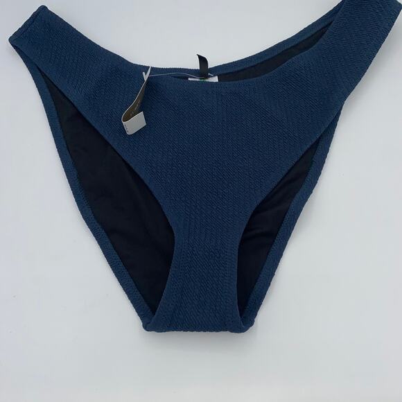 NWT J. Crew Blue Textured Cheeky Bikini Swim Bathing Suit Bottom Women's Medium - Picture 2 of 8